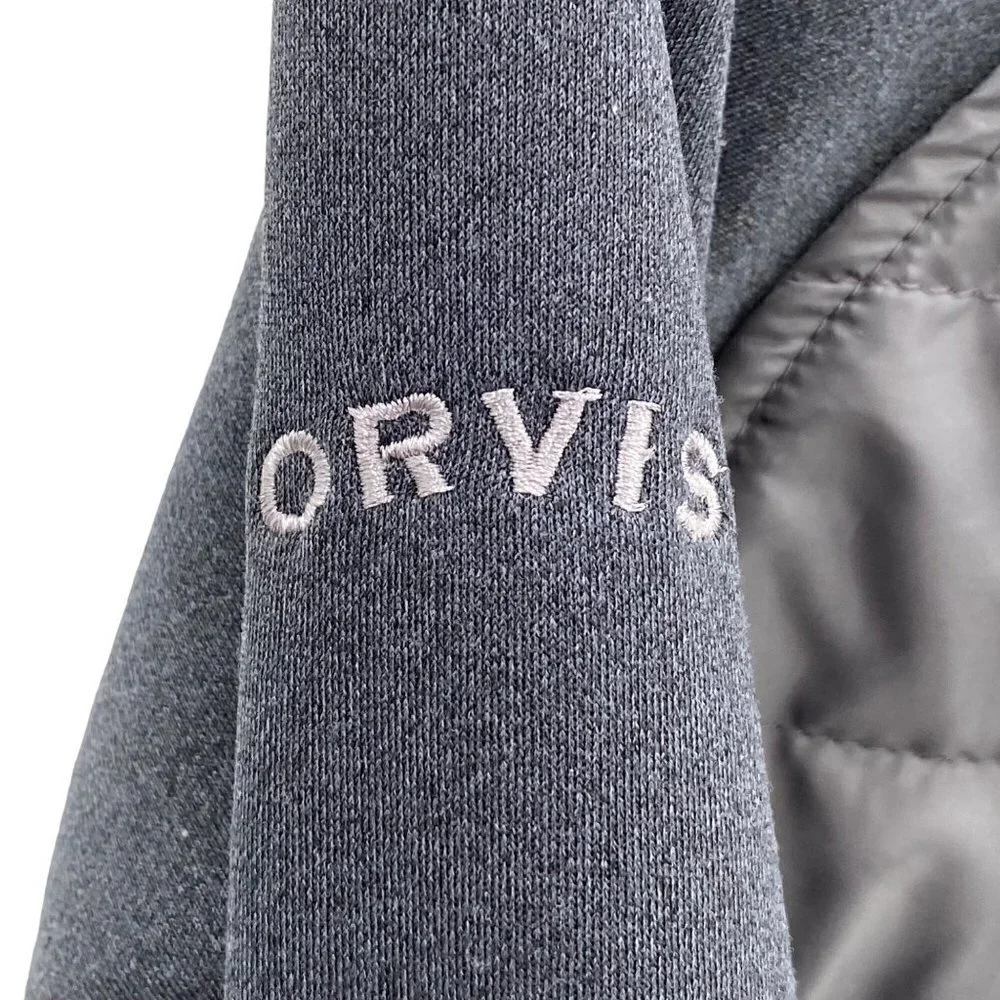 ORVIS CLASSIC COLLECTION MENS GRAY QUILTED SOFT SHELL CASUAL JACKET COAT SZ L